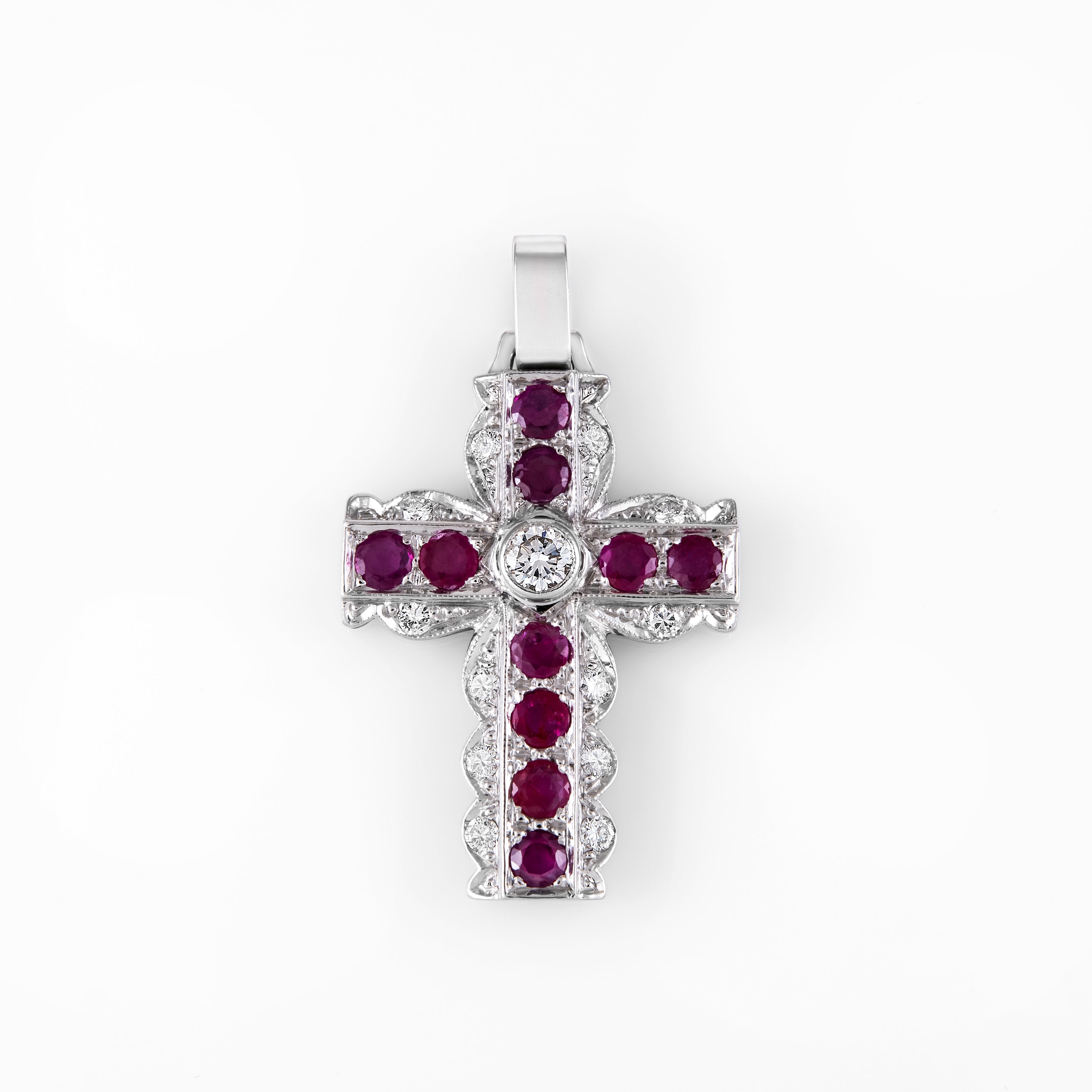 Gold Ruby Diamond Cross  00994
