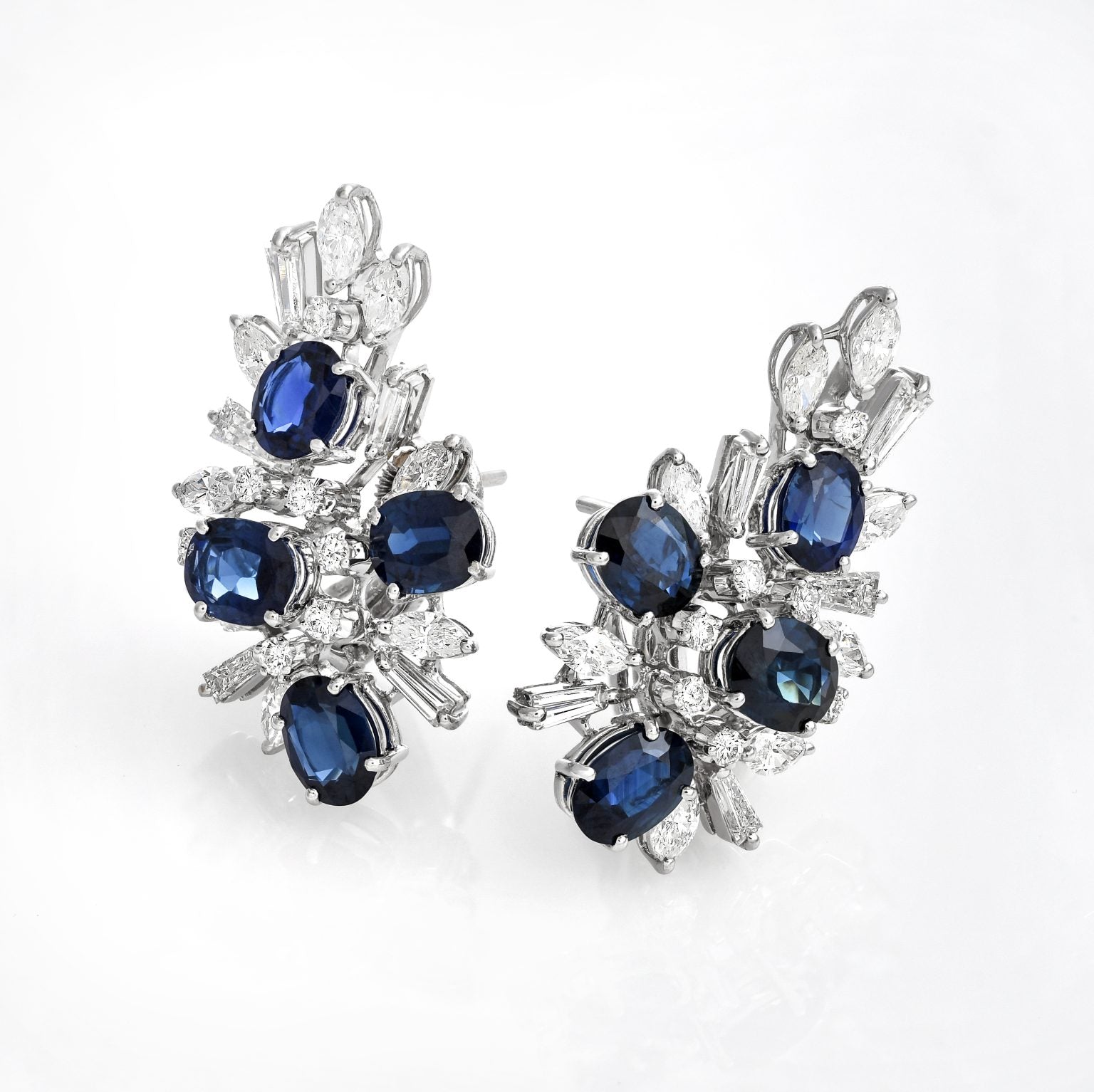 Gold Sapphire Diamond Earrings 00667