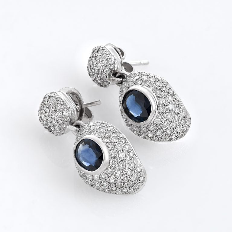 Gold Sapphire Diamond Earrings 00193