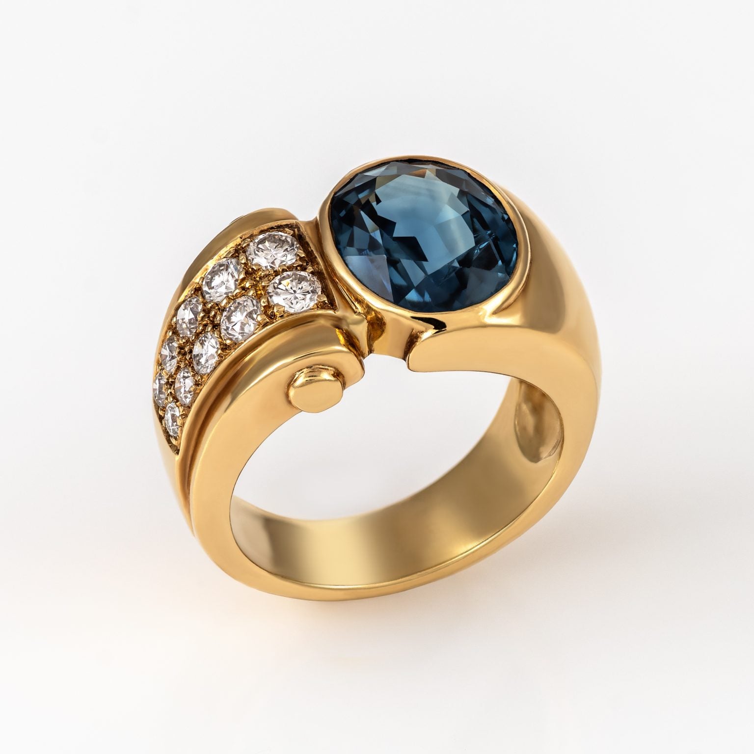 Gold Sapphire Diamond Ring 00275
