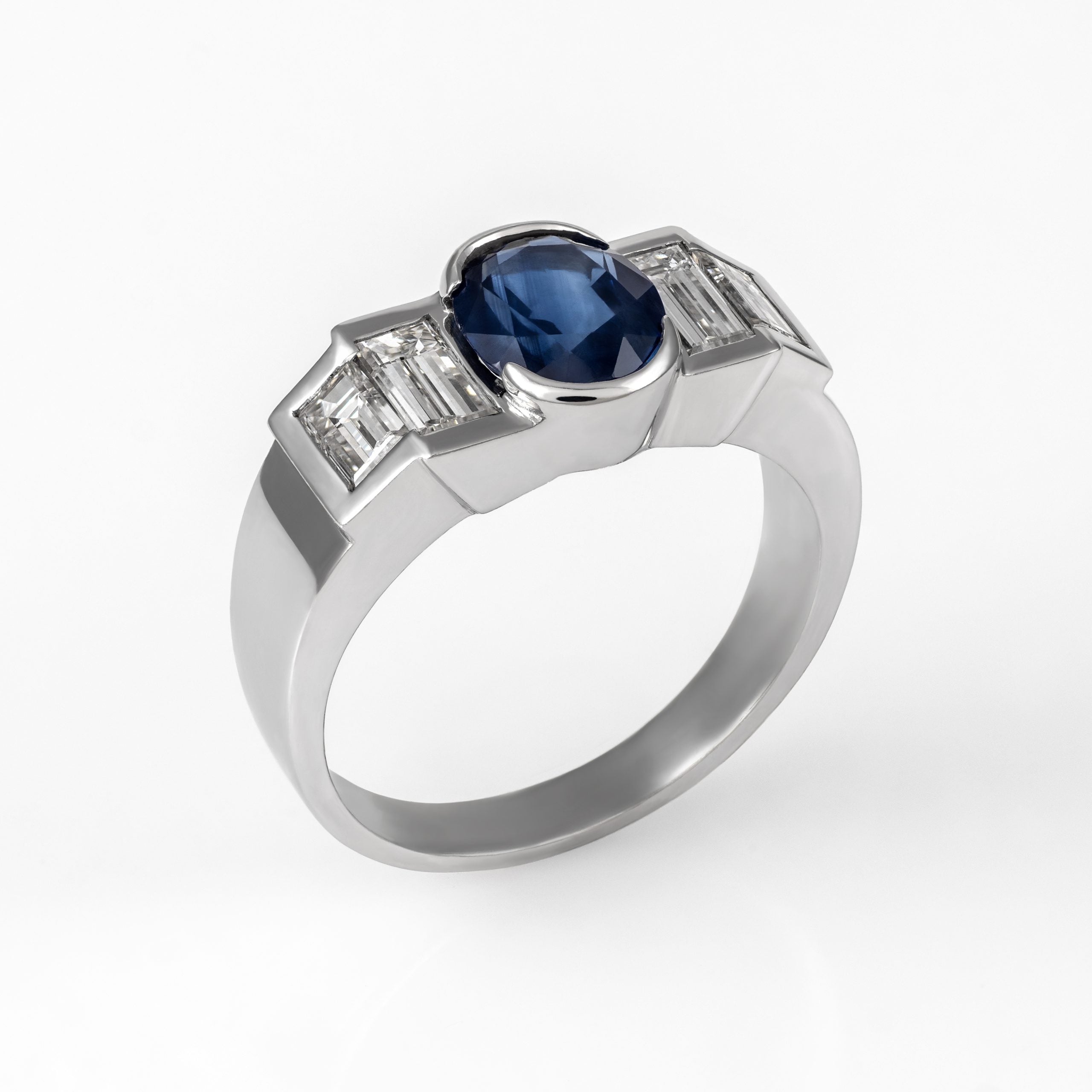 Gold Sapphire Diamond Ring 00734