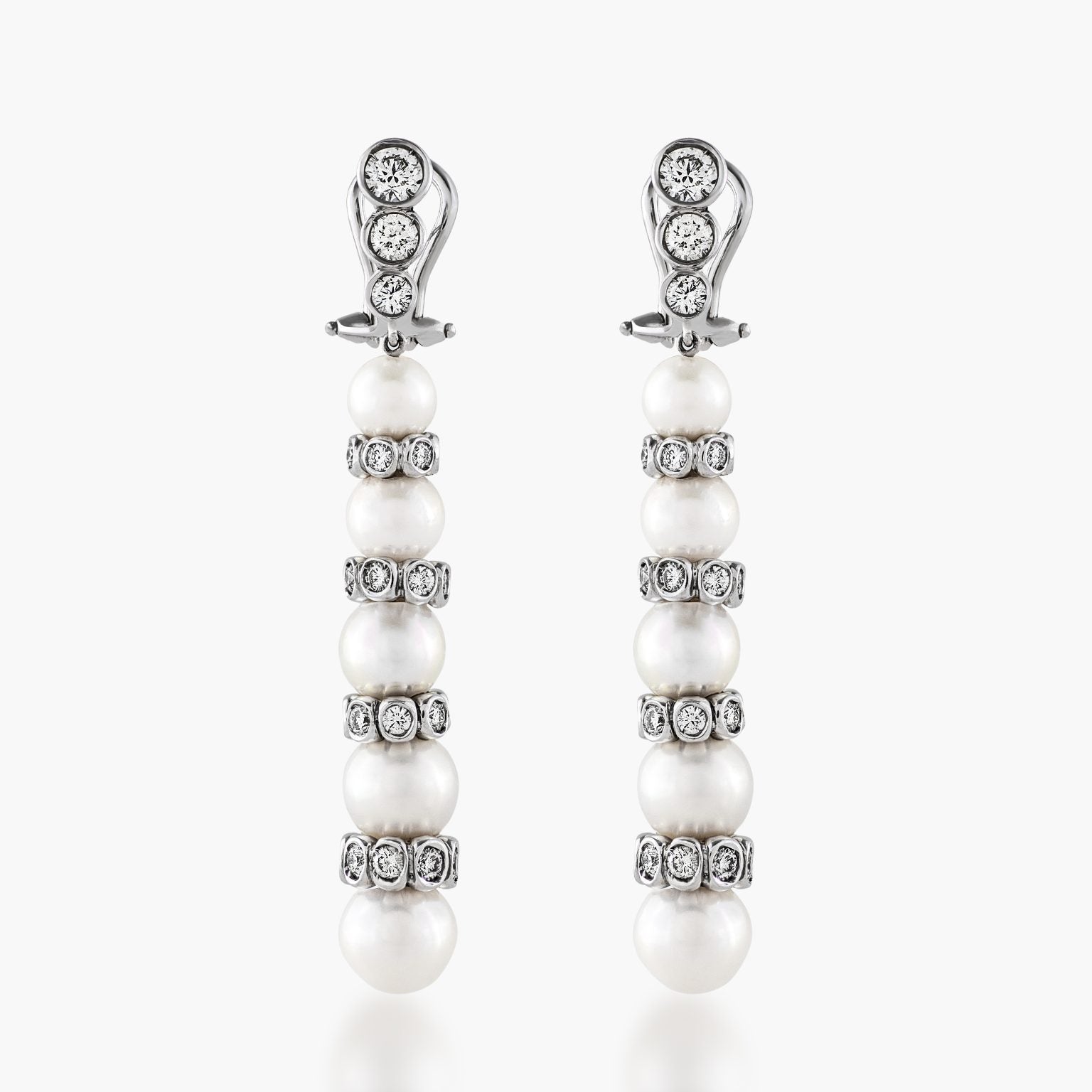 Gold Pearl Diamond Earrings 00507