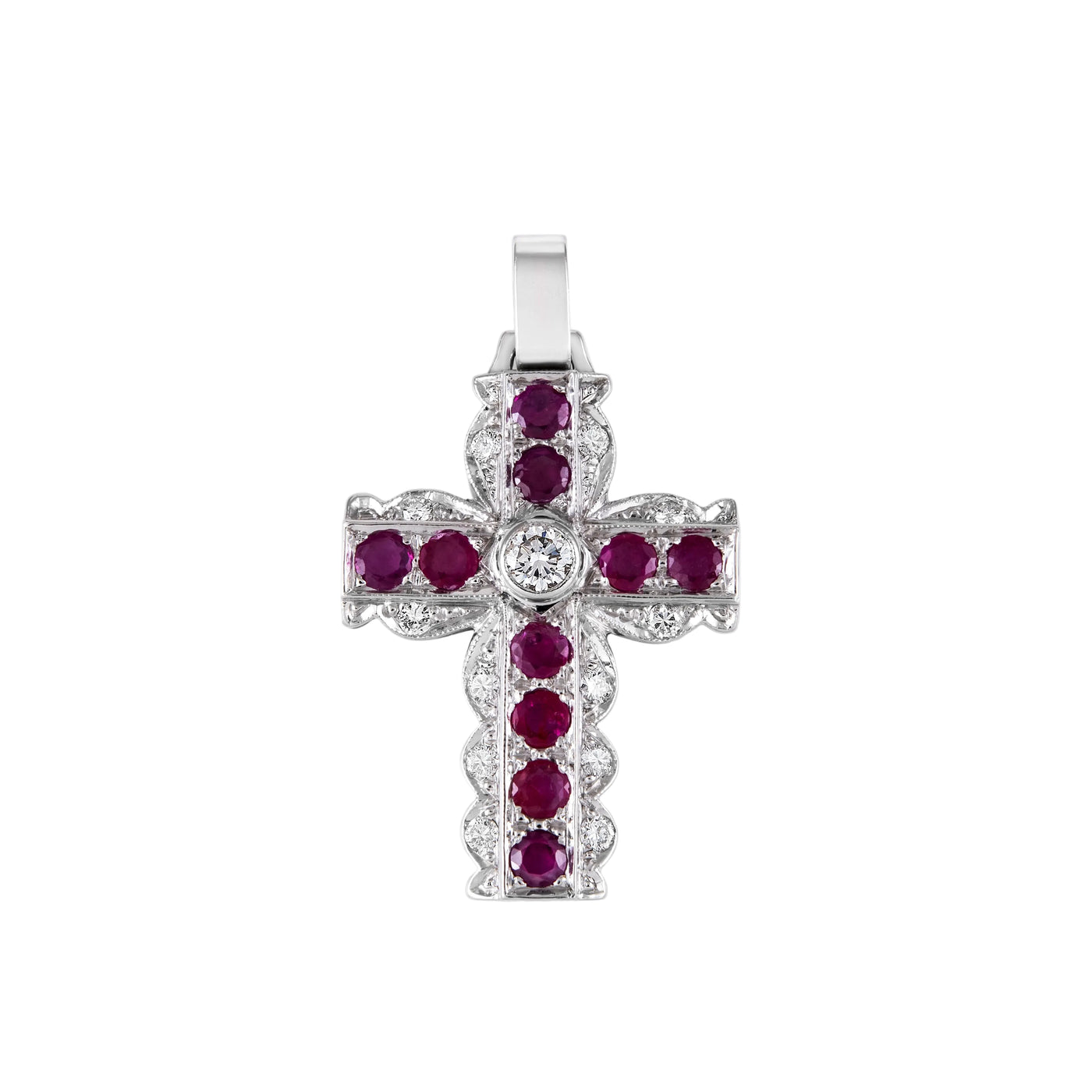 Gold Ruby Diamond Cross  00994