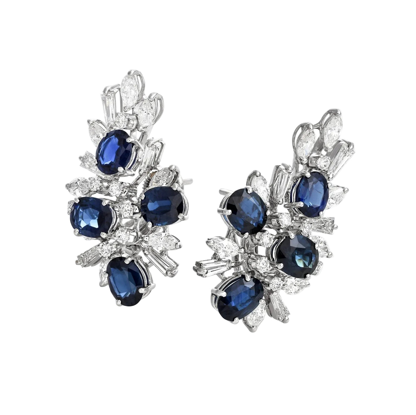 Gold Sapphire Diamond Earrings 00667