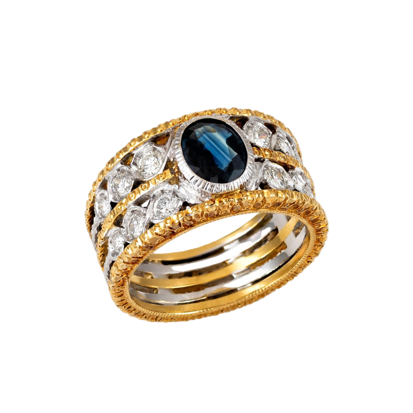 Gold Sapphire Diamond Ring 00376