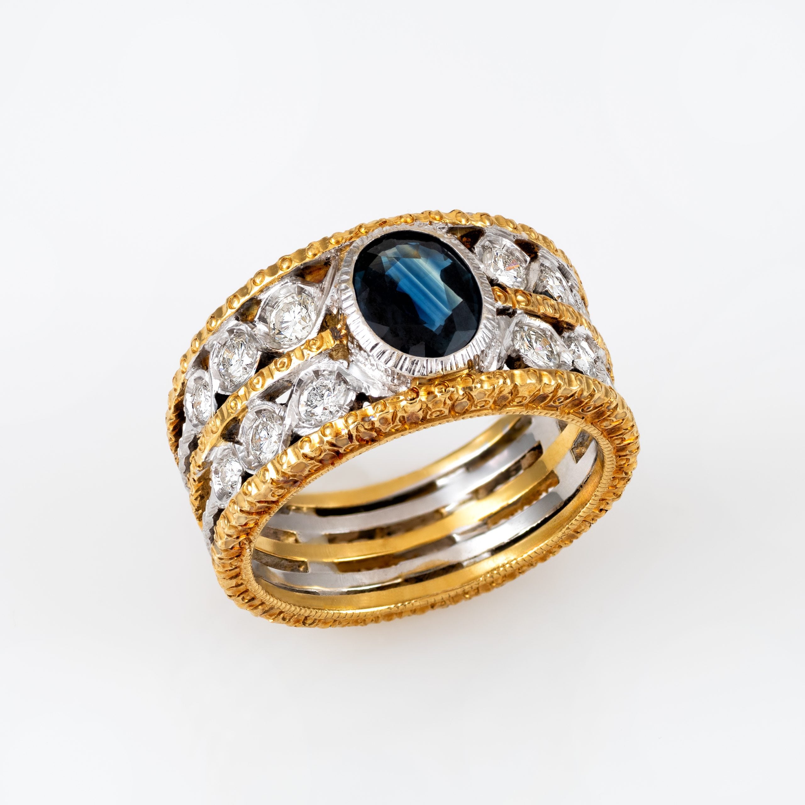 Gold Sapphire Diamond Ring 00376