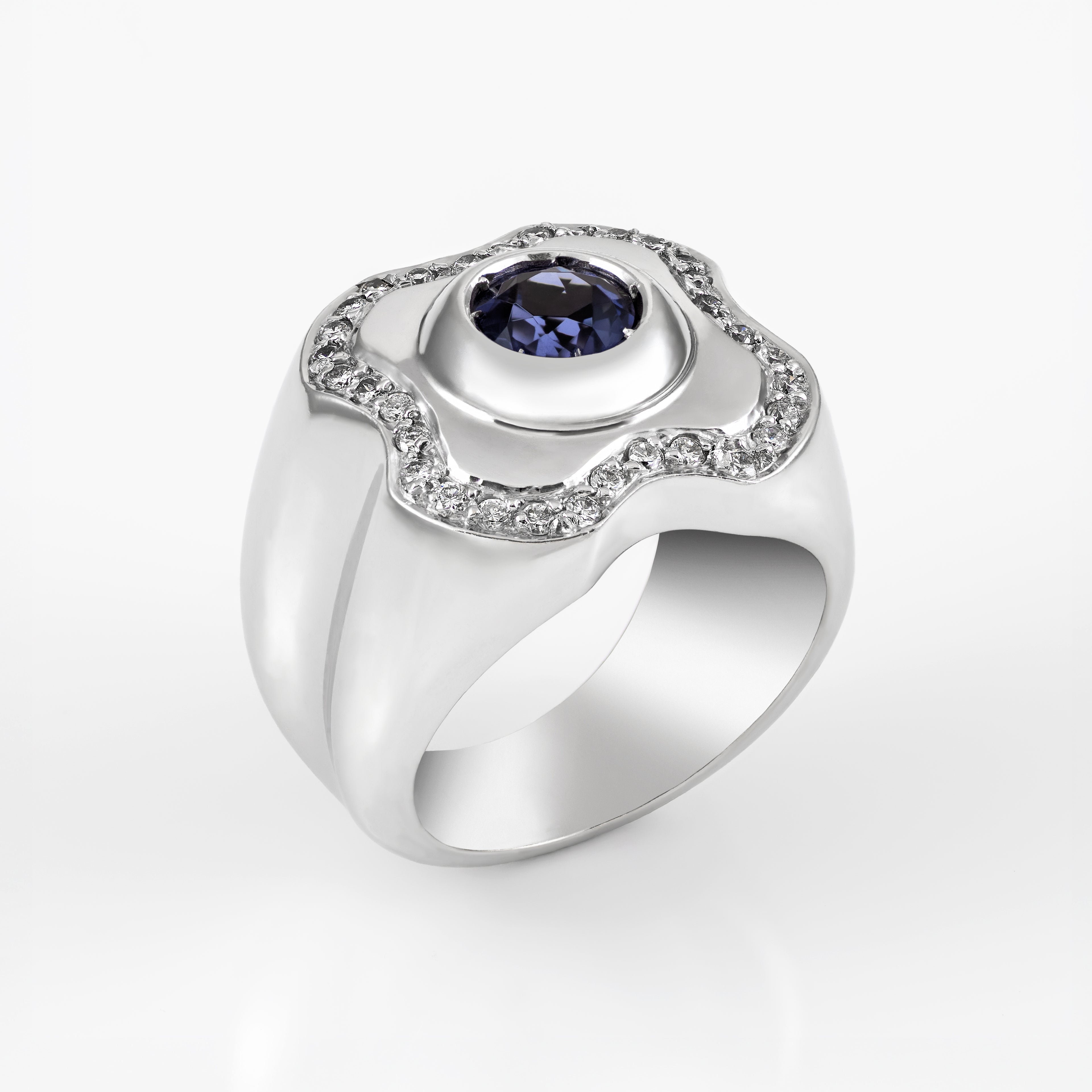 Gold  Amethyst Diamond Ring 00632