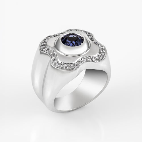 Gold  Amethyst Diamond Ring 00632