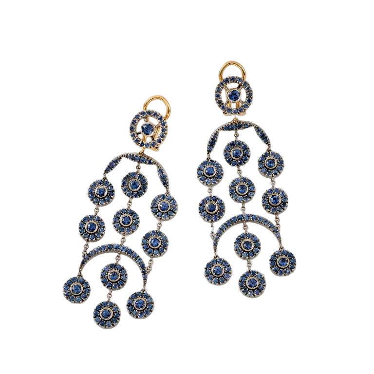 Gold Sapphire Diamond Earrings 00864
