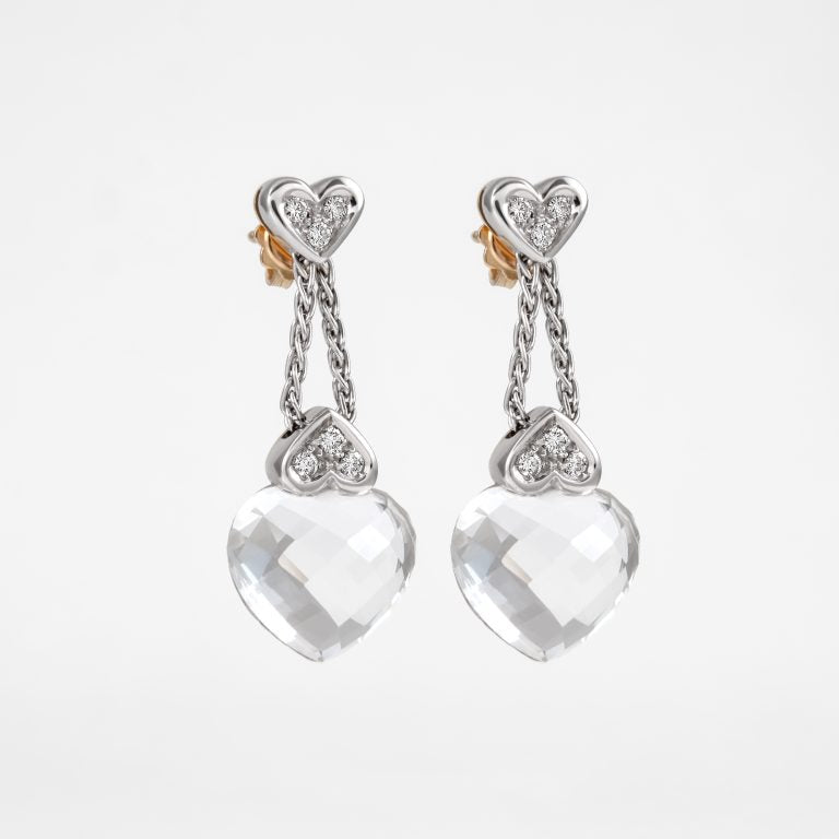 Gold  Quartz Diamond  Earrings 00863