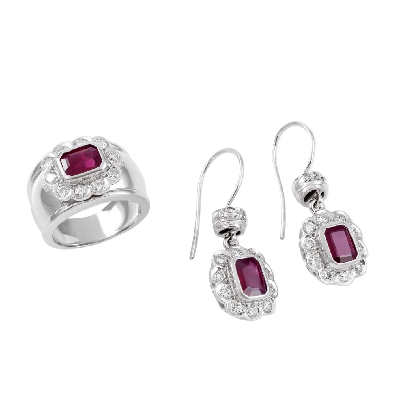Gold Ruby Diamond Jewelry Set 00063