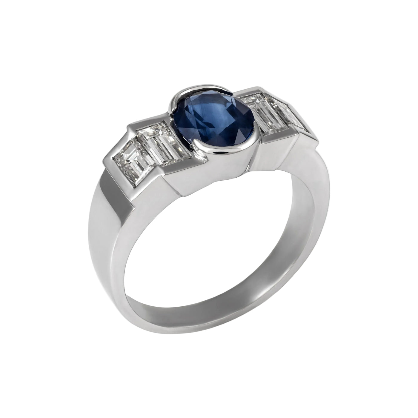 Gold Sapphire Diamond Ring 00734