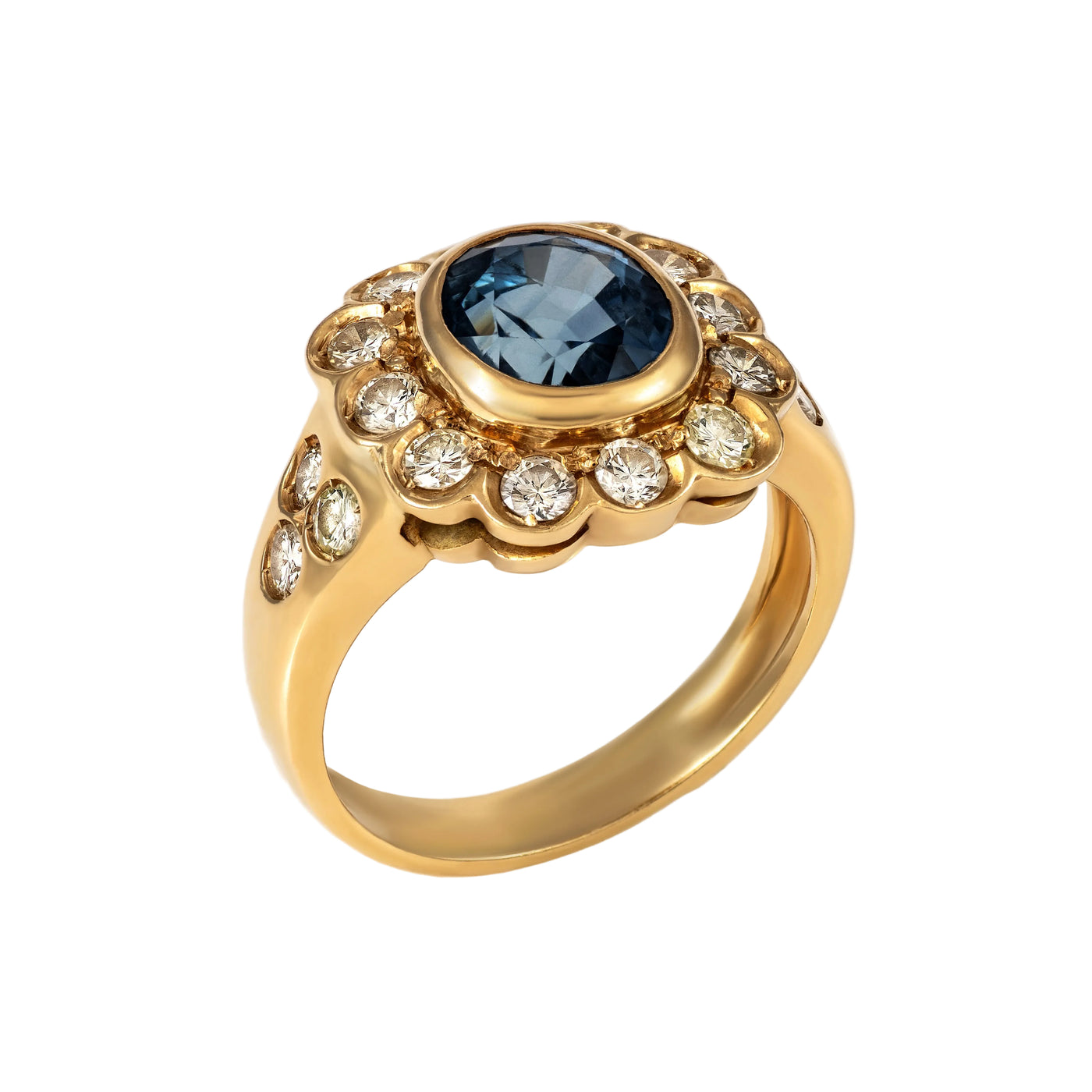 Gold sapphire diamond ring 01103