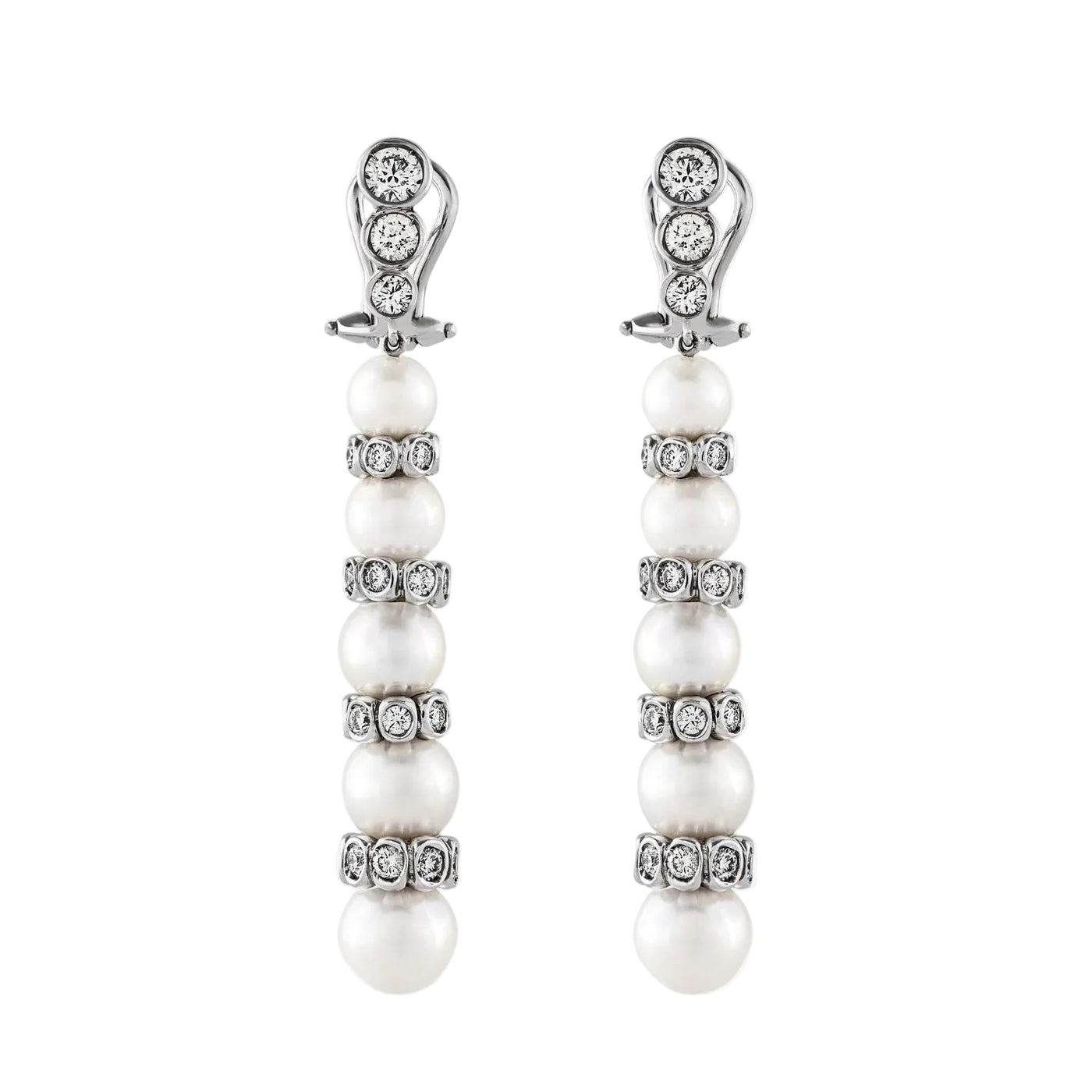 Gold Pearl Diamond Earrings 00507