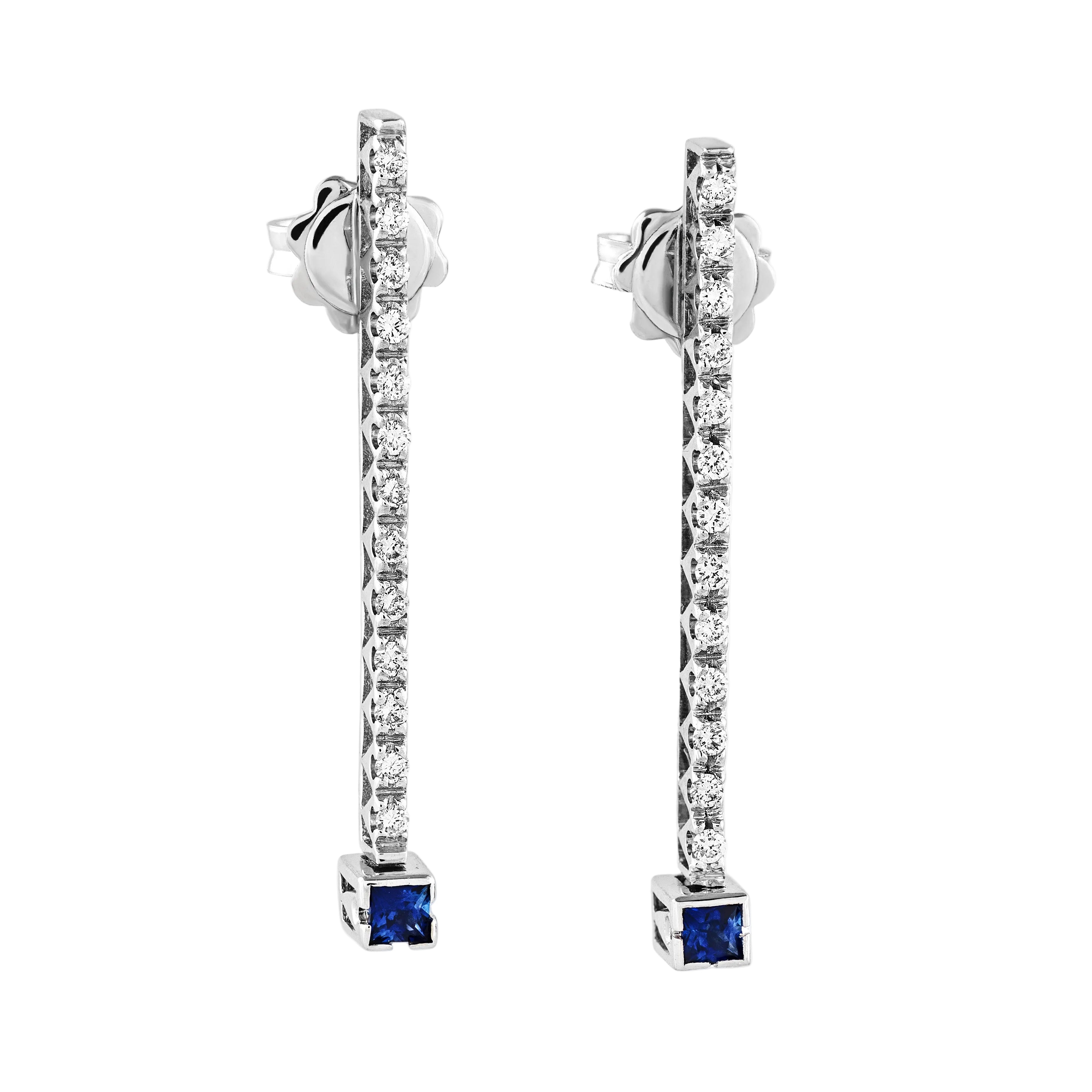 Gold Sapphire Diamond  Earrings 03074