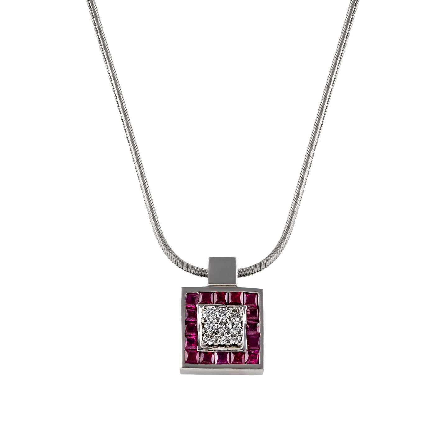 Gold Ruby Diamond Necklace 00885