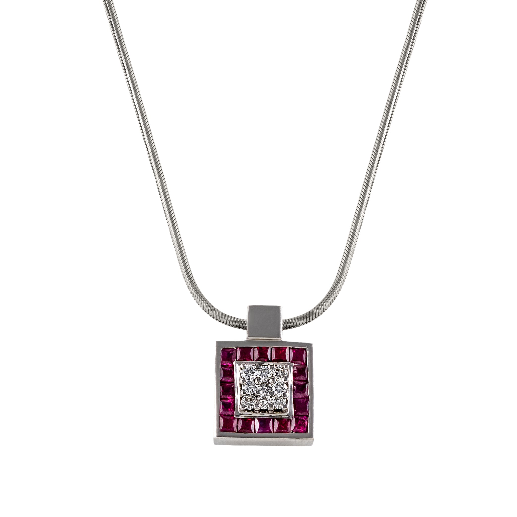 Gold Ruby Diamond Necklace 00885