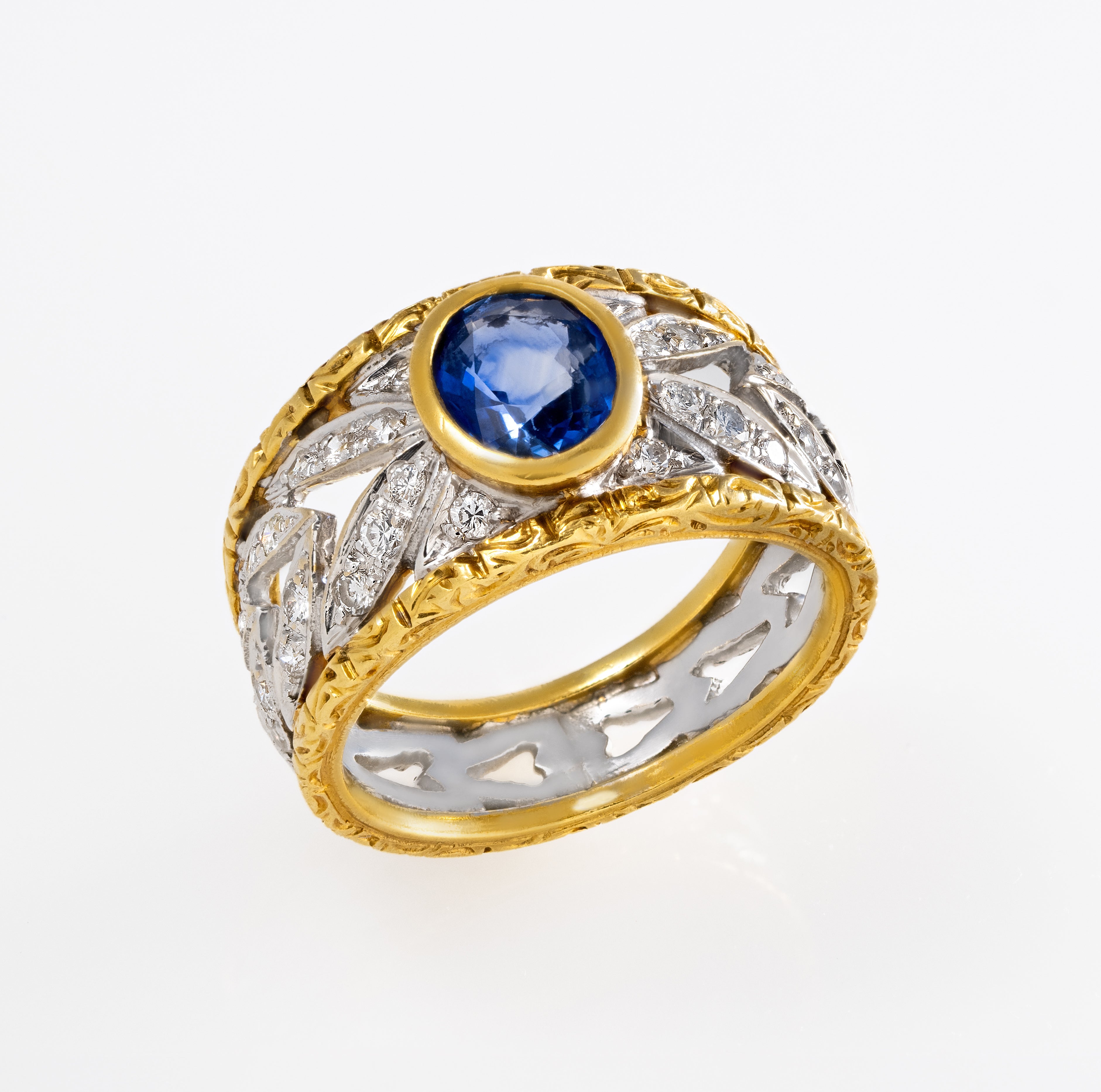 Gold Sapphire Diamond  Ring 00522