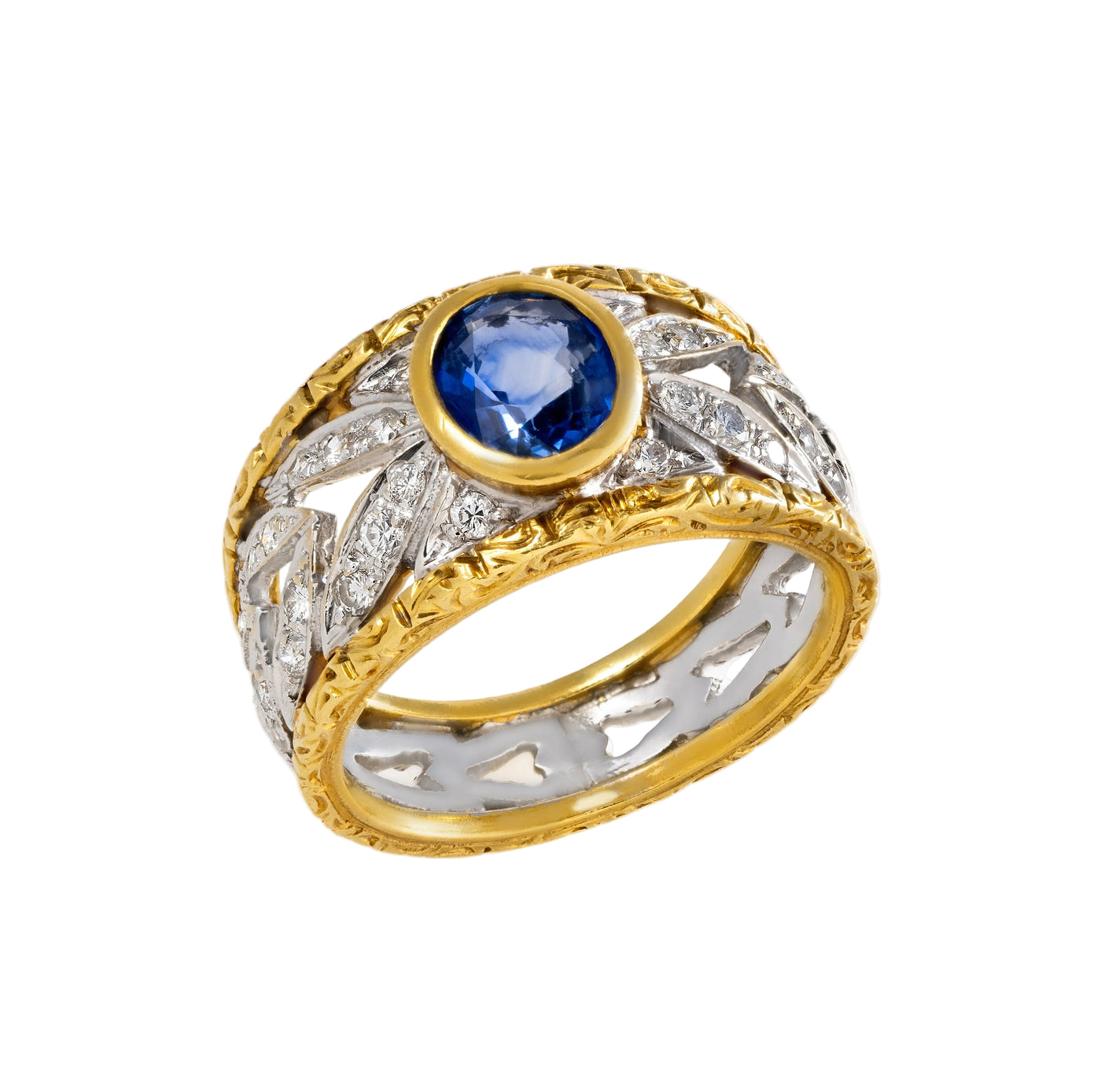 Gold Sapphire Diamond  Ring 00522