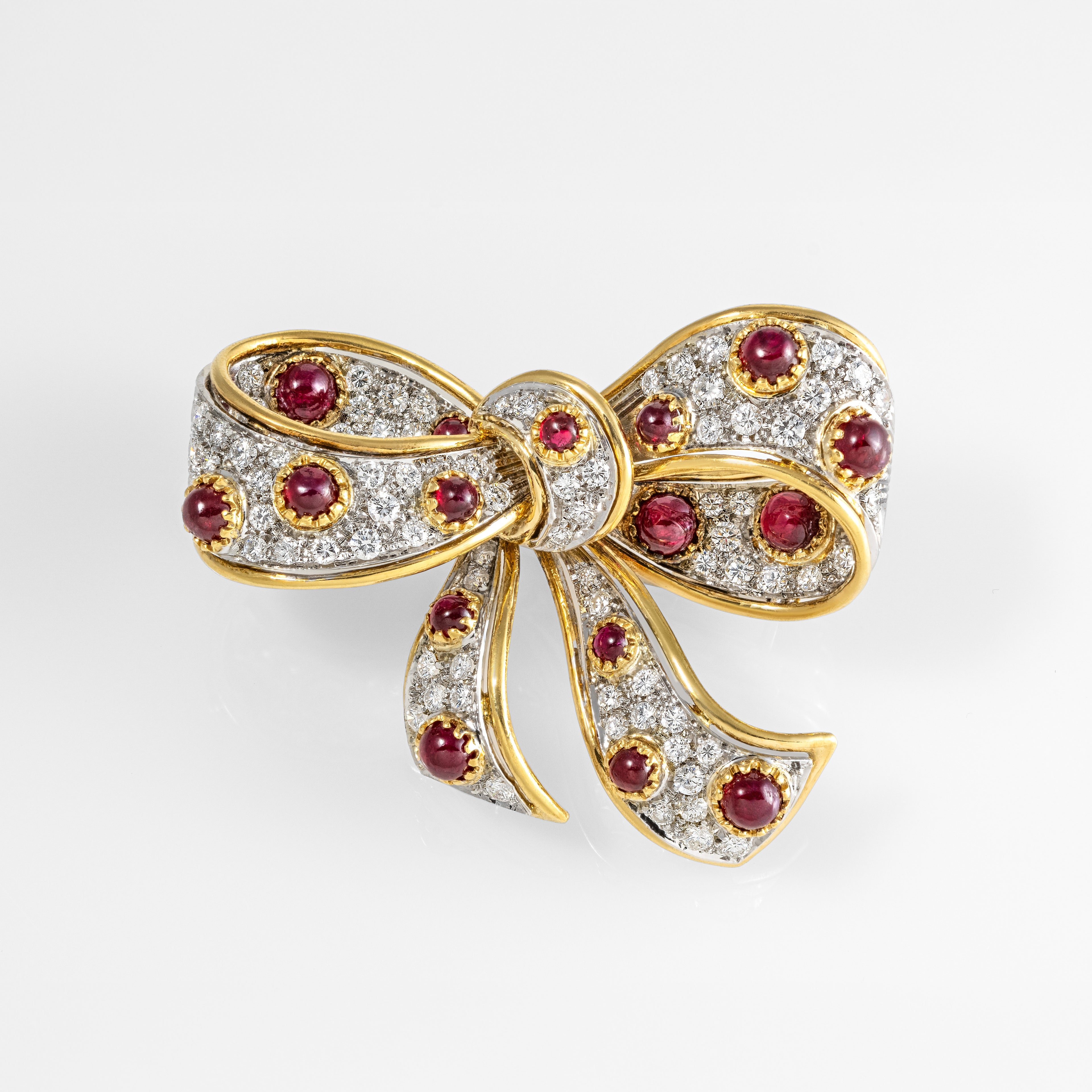 Gold Ruby Diamond Brooch 00092