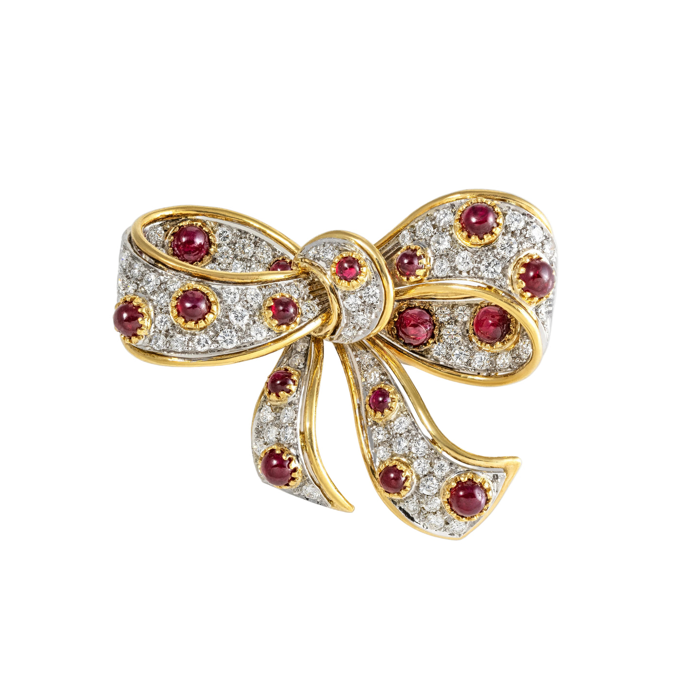 Gold Ruby Diamond Brooch 00092