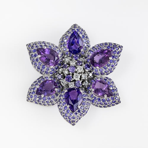 Gold Amethyst Diamond Pendant 00301