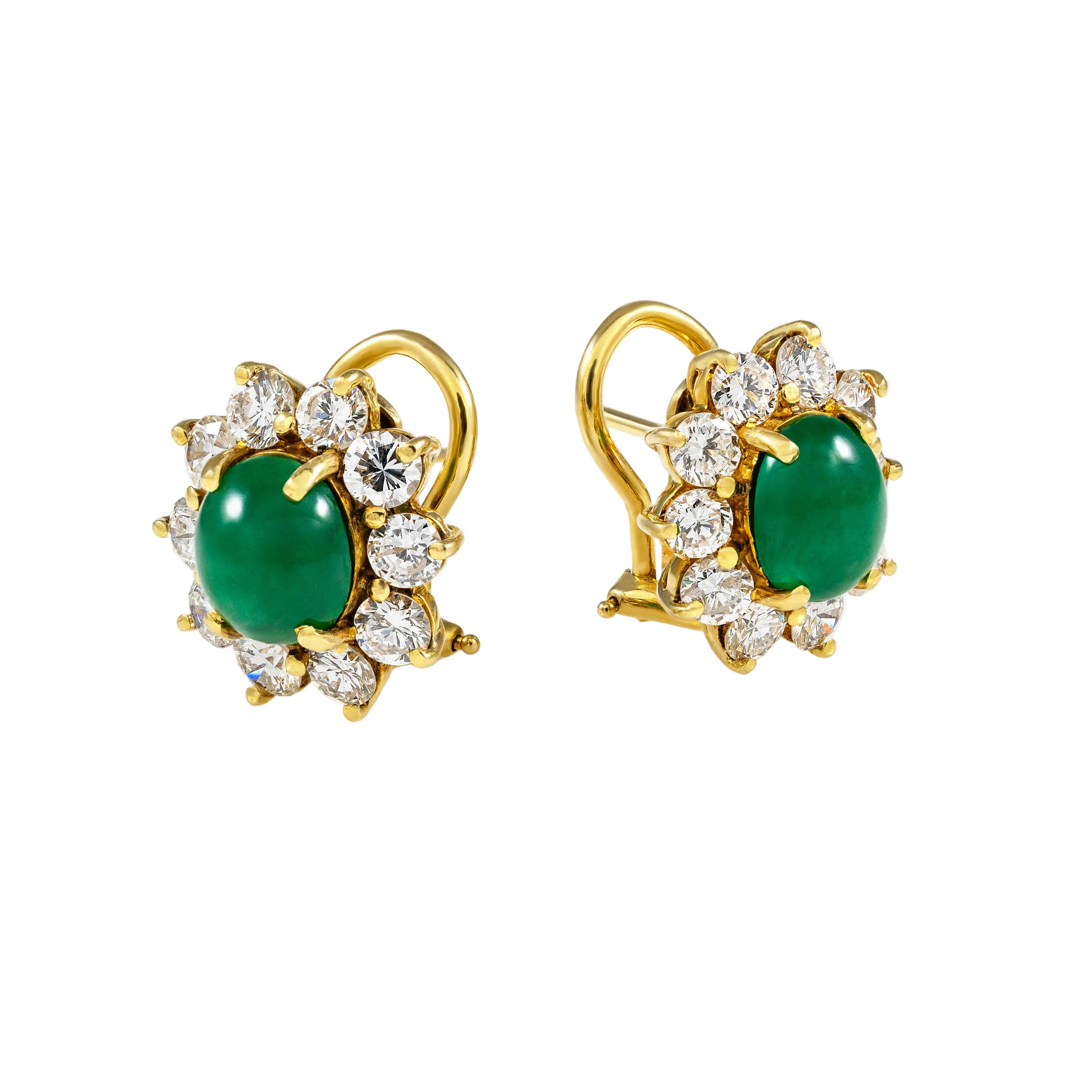 Gold Emerald Diamond Earrings 03013