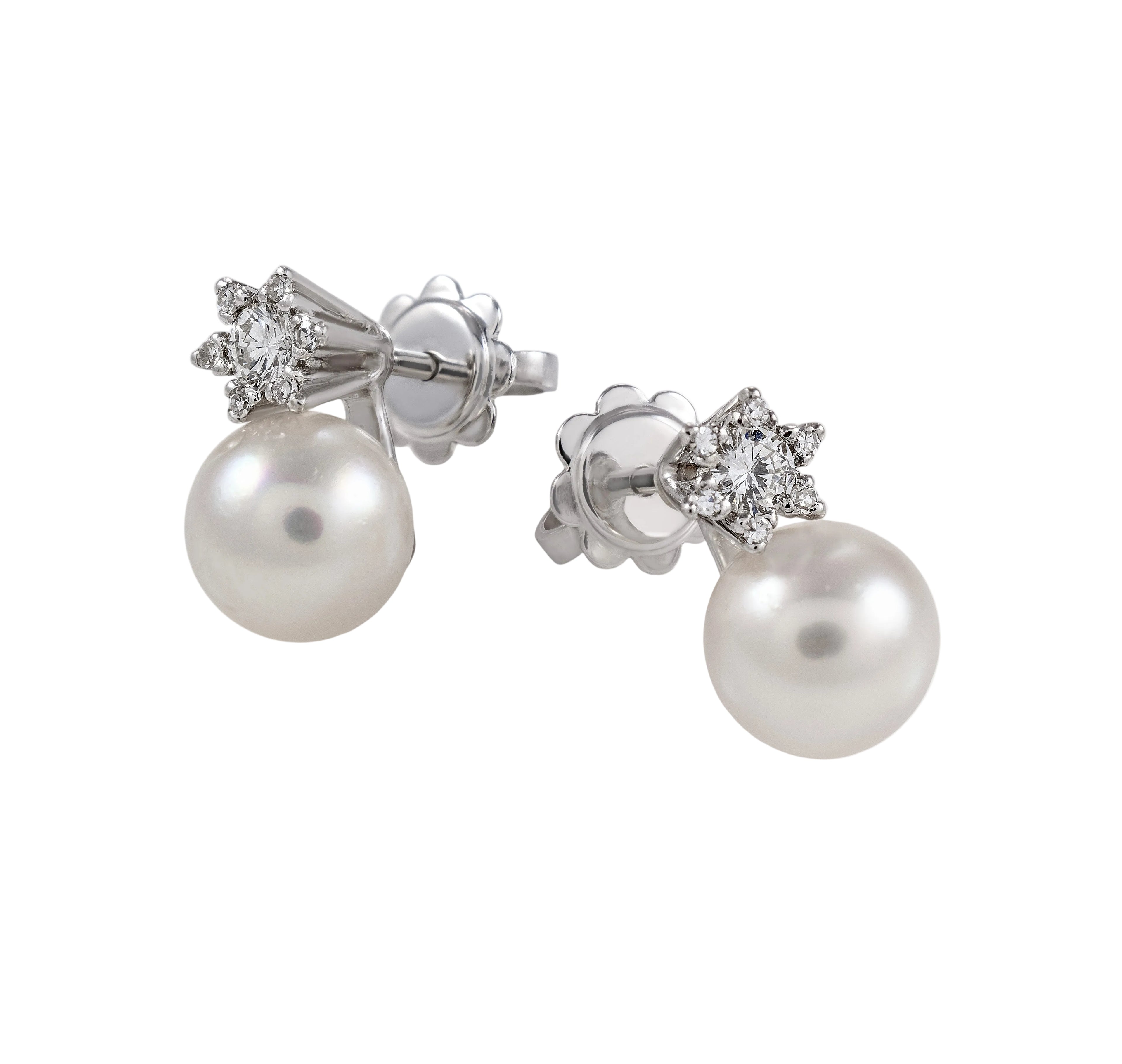 Gold Pearl Diamond Earrings 03101