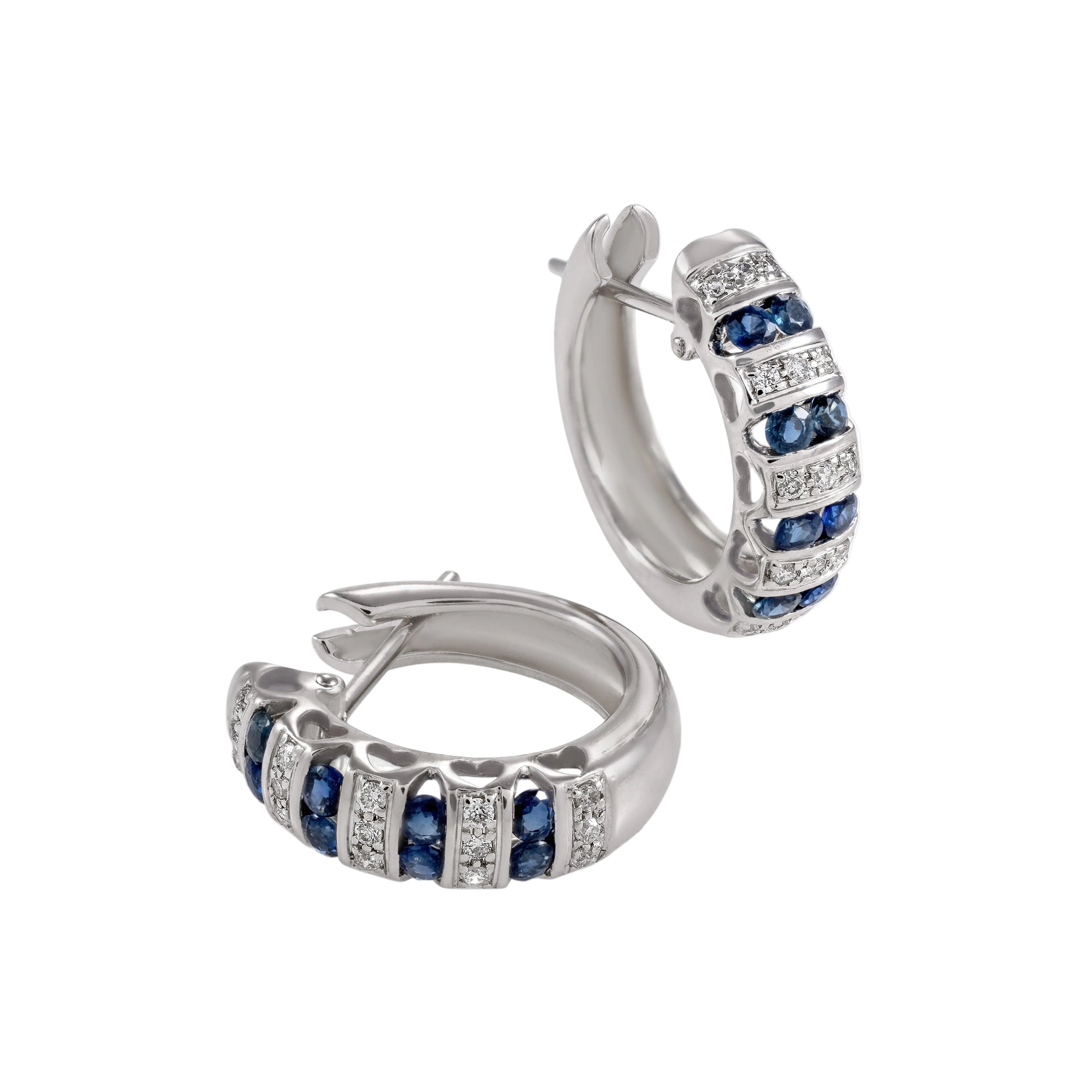 Gold Sapphire Diamond  Earrings 03136