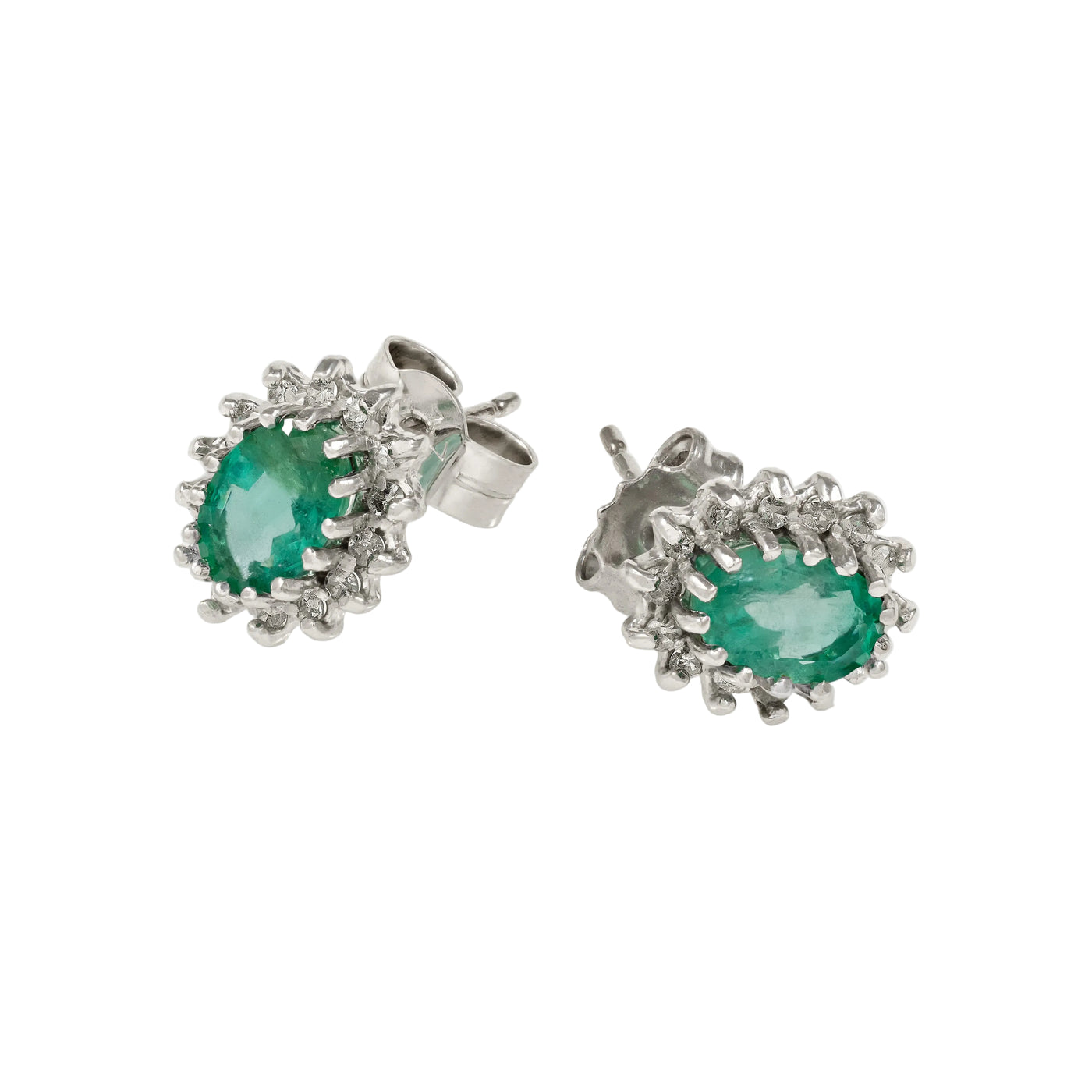 Gold Emerald Diamond Earrings 03081
