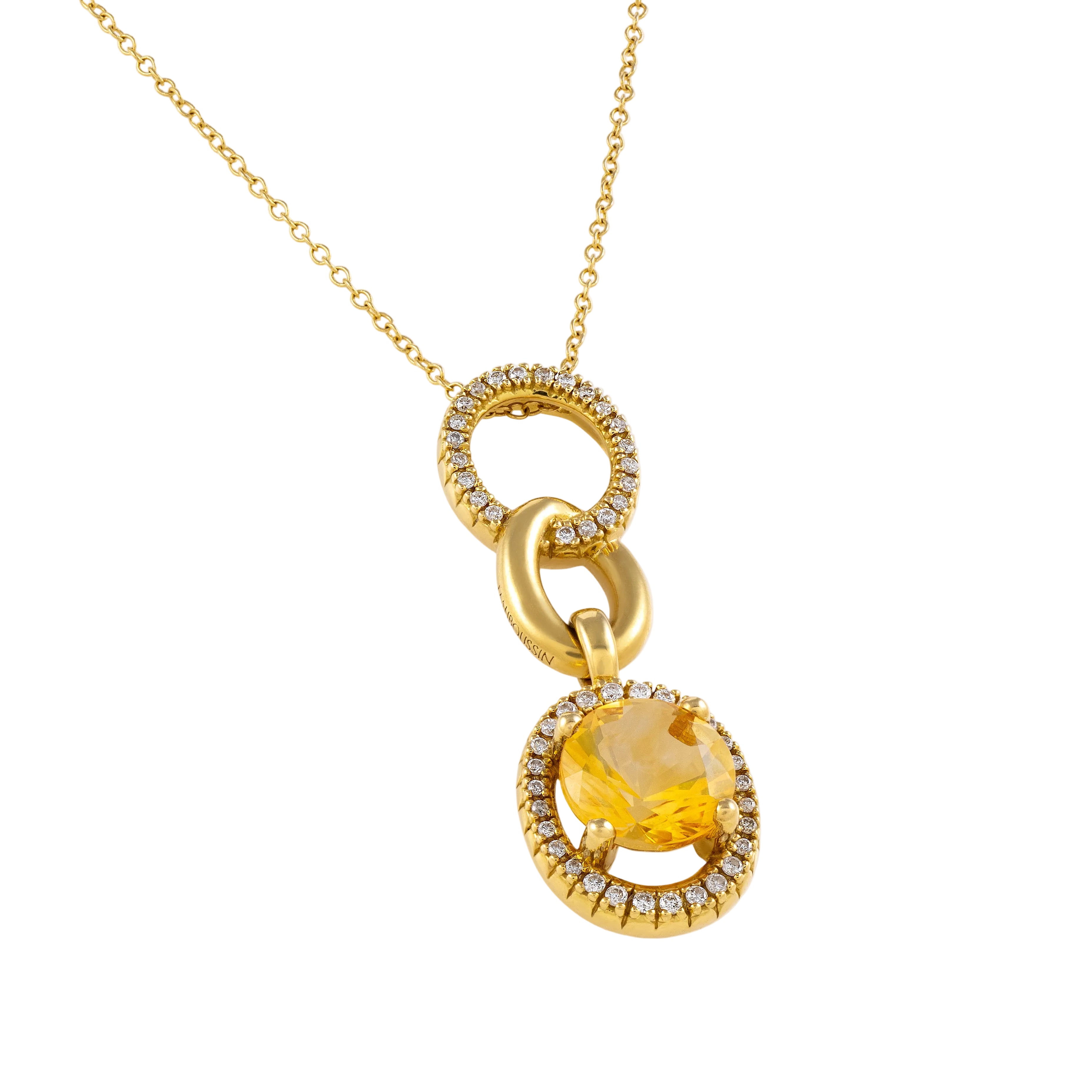 Gold Citrine Diamond Necklace 03155