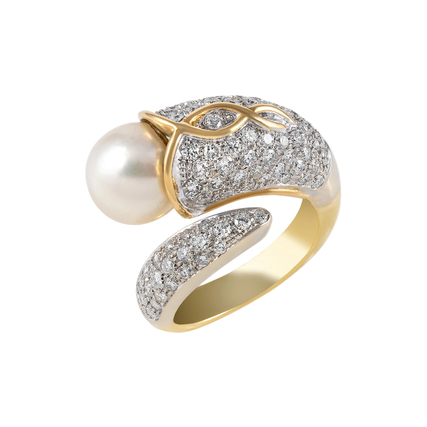 Gold Pearl Diamond Ring 00398