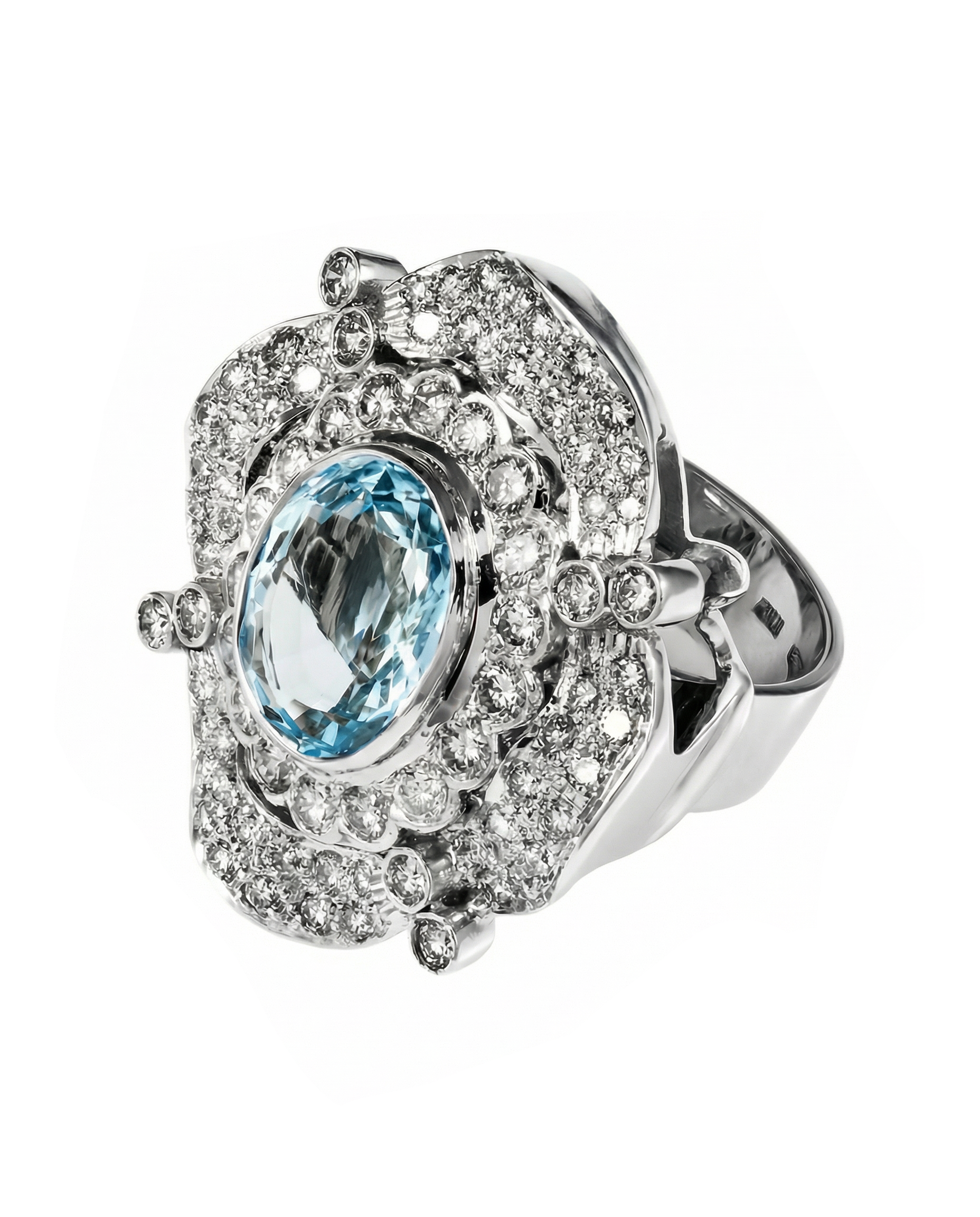 Gold Aquamarine  Diamond Ring 00500